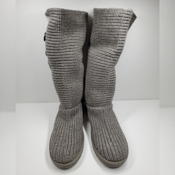 New UGG Classic Cardy Tall Gray Knit Boots - Picture 5 of 9